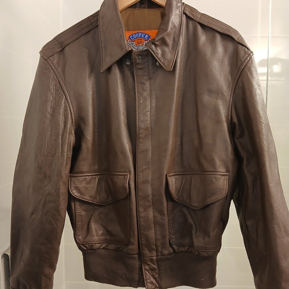 Vintage Cooper A2 Genuine Leather Bomber Flight Jacket